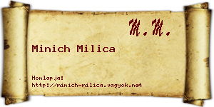 Minich Milica névjegykártya